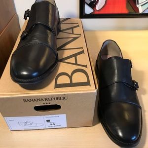 Banana Republic Double Monk Black Dress Shoes 9.5